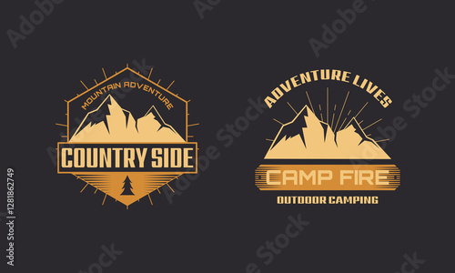 Set of Vintage Camping Outdoor Adventures Emblems Logo. Design Concept for Brand, Business, Company, Badge, Sticker, Stamp, Label.
