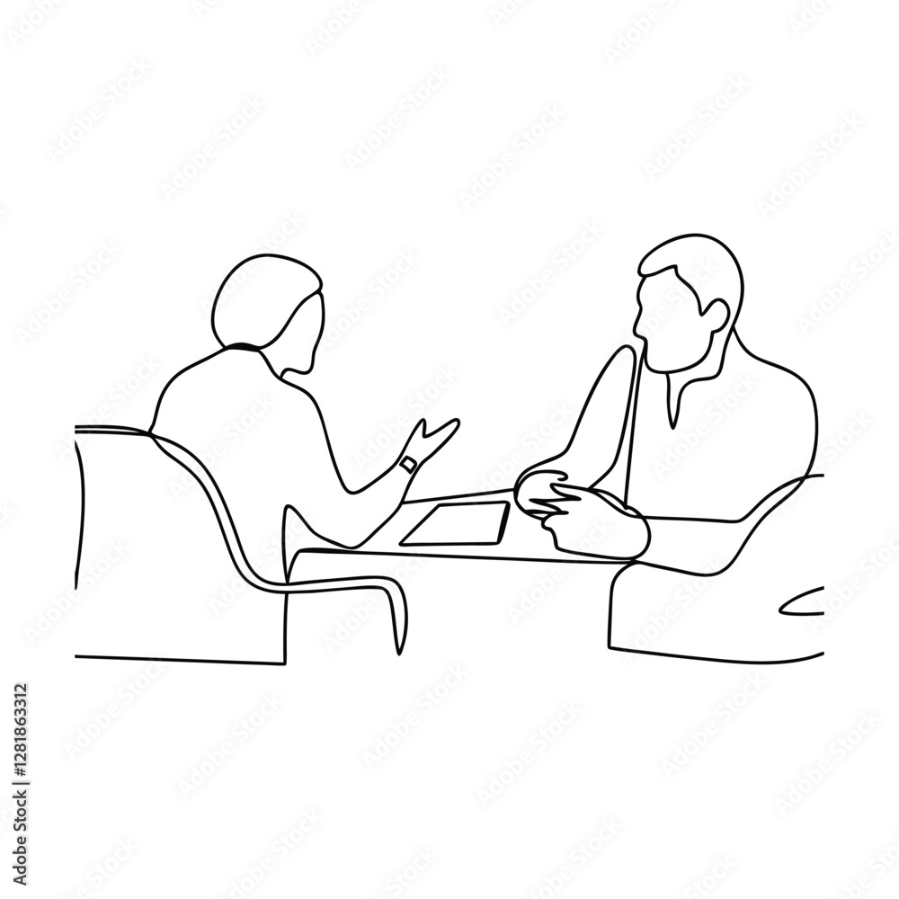 Oneline Drawing Interview, Discussion, Meeting, Business, Conversation, Talk, Dialogue, People, Comm Oneline Drawing Interview, Discussion, Meeting, Business, Conversation, Talk, Dialogue, People, Comm