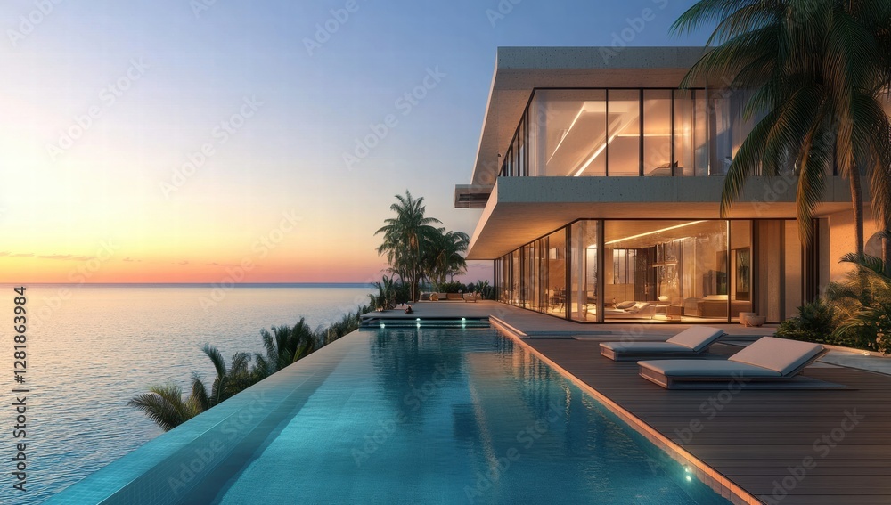 Obraz premium tropical resort at sunset