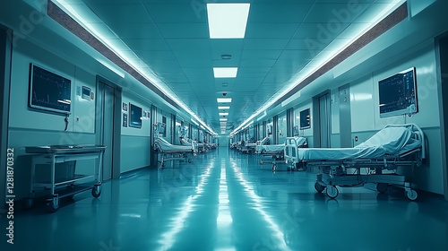 Empty Hospital Corridor at Night photo