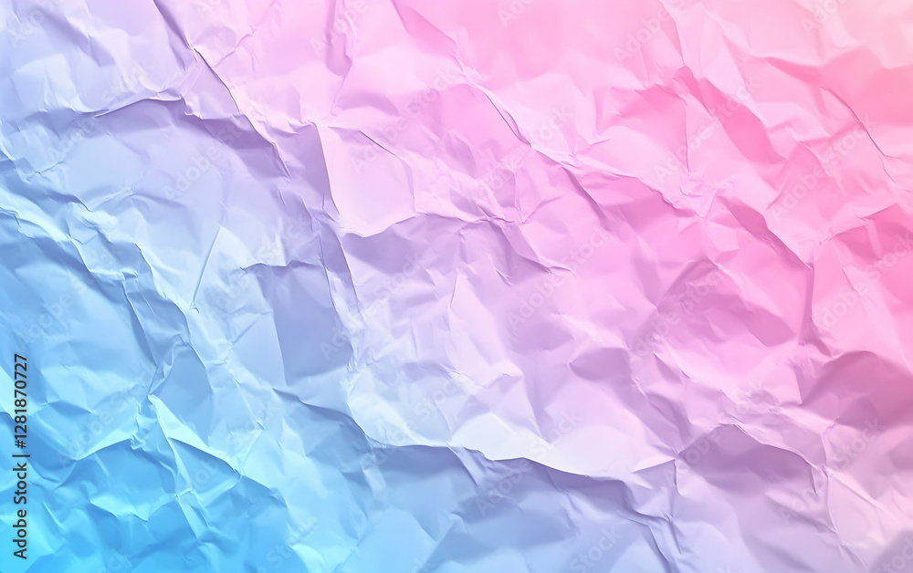 Fototapeta premium Blurred pastel holographic background with crumpled iridescent foil texture, evoking 80s synthwave and retro futurism vibes