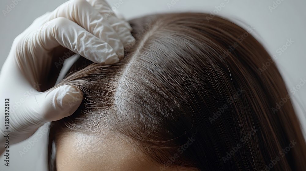 Naklejka premium Hair scalp exam, studio