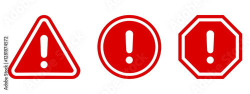 Caution warning signs set. Exclamation marks