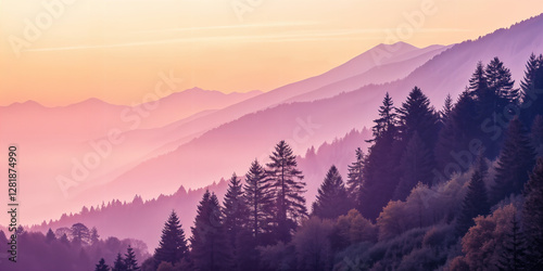 Misty Mountain Landscape at Sunrise