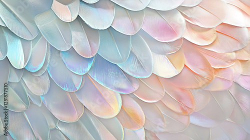 Iridescent feather wall texture for creative design and decor