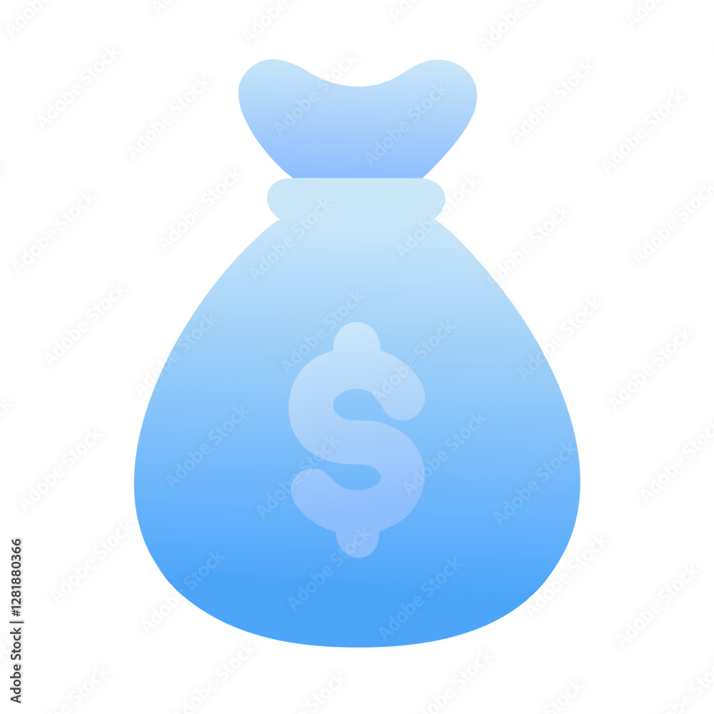 Gradient blue money bag icon with dollar sign on transparent background Gradient blue money bag icon with dollar sign on transparent background