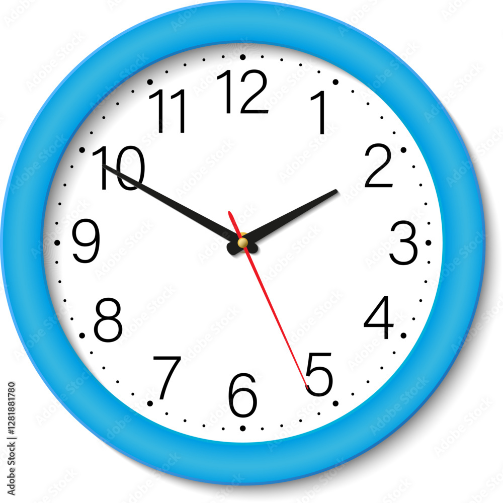 Classic Round Wall Clock with Blue Frame Classic Round Wall Clock with Blue Frame