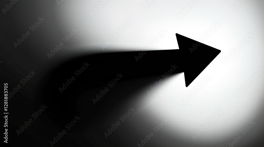 Black arrow pointing to the side. Arrow shape element isolated on white background, vector illustration