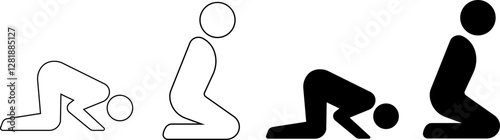 set of Prayer Room Icons. Muslim Praying Area, Islamic Activities with editable stroke. Applied as Trendy Symbol for Design Elements, Websites, Presentation and Application