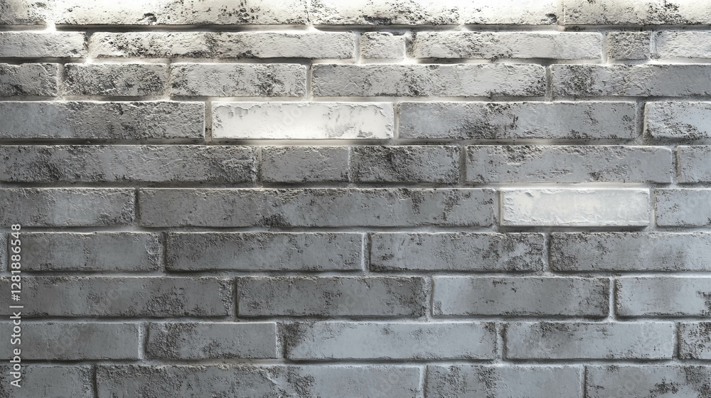 Modern light grey brick wall with white neon accents for interior design and contemporary decor Modern light grey brick wall with white neon accents for interior design and contemporary decor