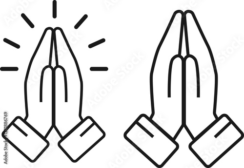 Pray icon set . Hands folded in prayer line icon. hands folded in prayer icon. Designed for web and app design interfaces.