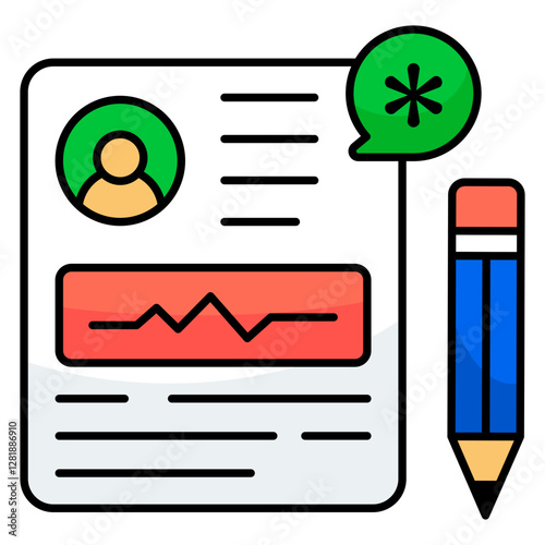 A flat design icon of prescription