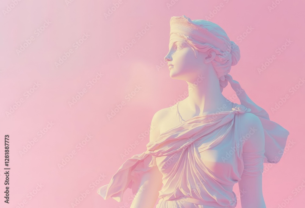 Elegant Classical Statue on Soft Pink Background Elegant Classical Statue on Soft Pink Background