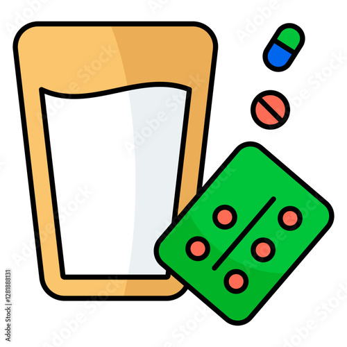 A unique design icon of taking medicine