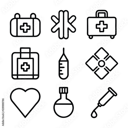 Flat Medical Icons Collection – Health and Wellness Symbols on white background