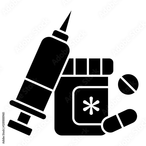 Premium download icon of injection with pills, medicine vector