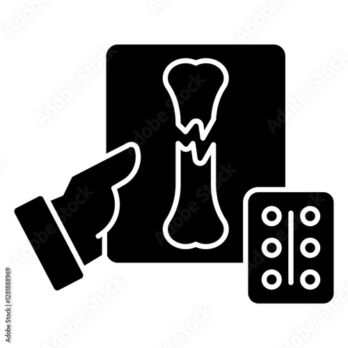 A flat design icon of broken bone
