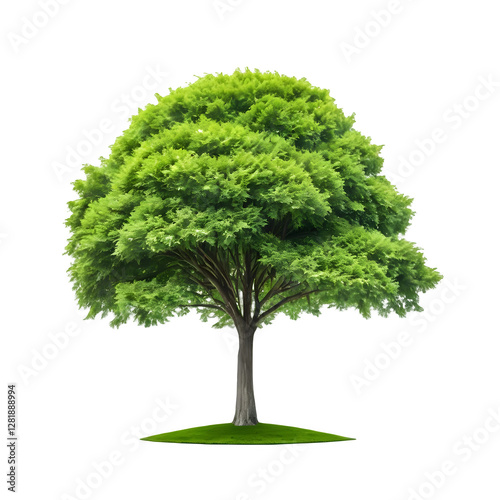 A single Lush Green Tree on a Transparent Background PNG 