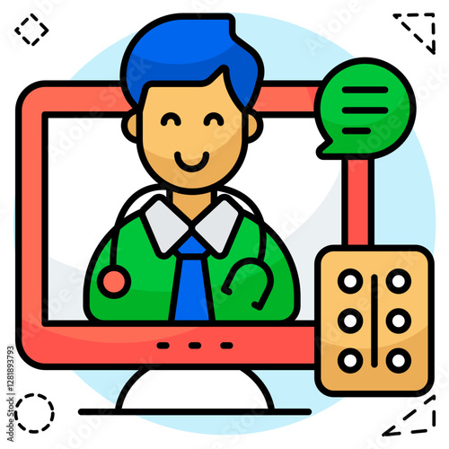 A unique design icon of online doctor