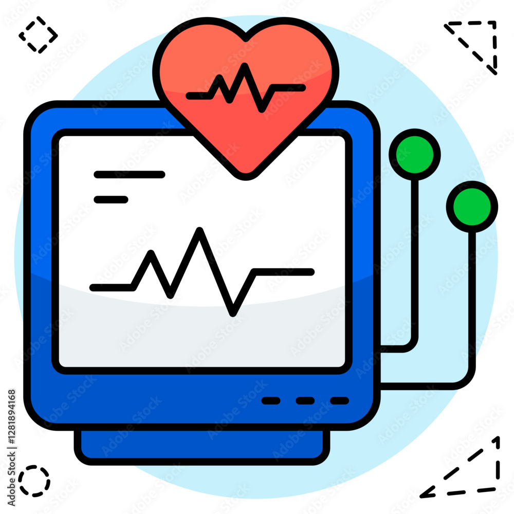 A unique design icon of ecg monitor A unique design icon of ecg monitor