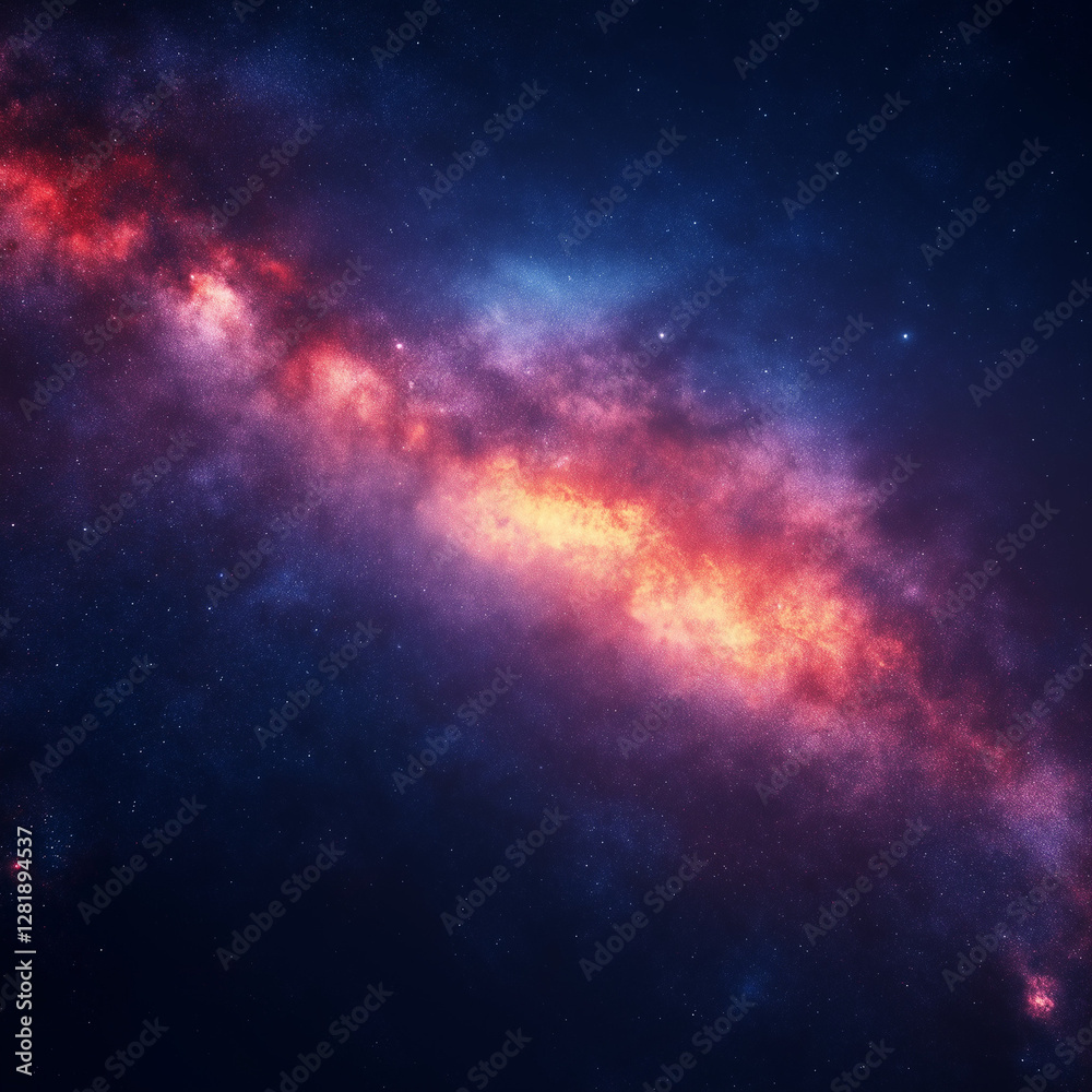 Fototapeta premium Vibrant Galactic Core with Fiery Nebula – AI Generated