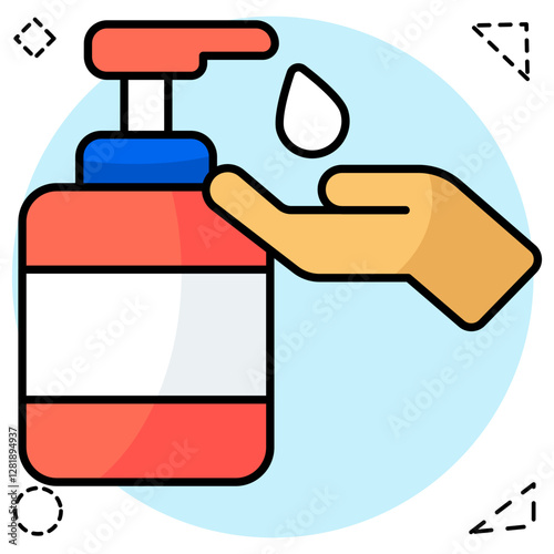 A flat design icon of hand sanitizer