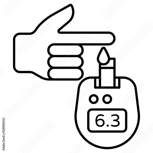 Sugar test machine icon, flat design of glucometer