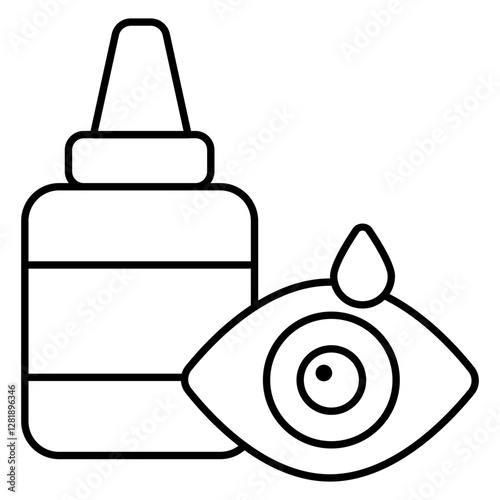 An icon design of dropper bottle with eyeball, eye drops