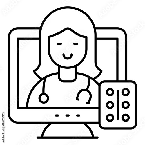 A unique design icon of online doctor