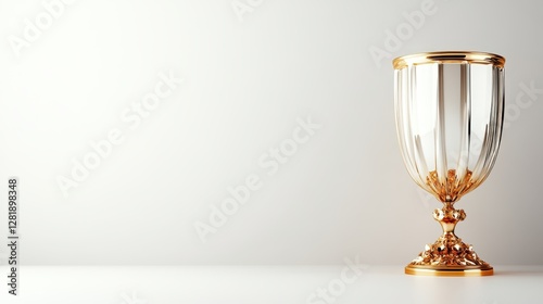 An exquisite crystal trophy embellished with gold accents, radiating brilliance and sophistication, ideal for rewarding achievements and celebrating success.