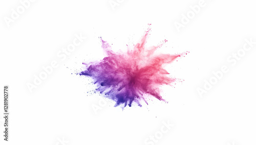 Elegant splashes of dark pink paint on a white background. photo