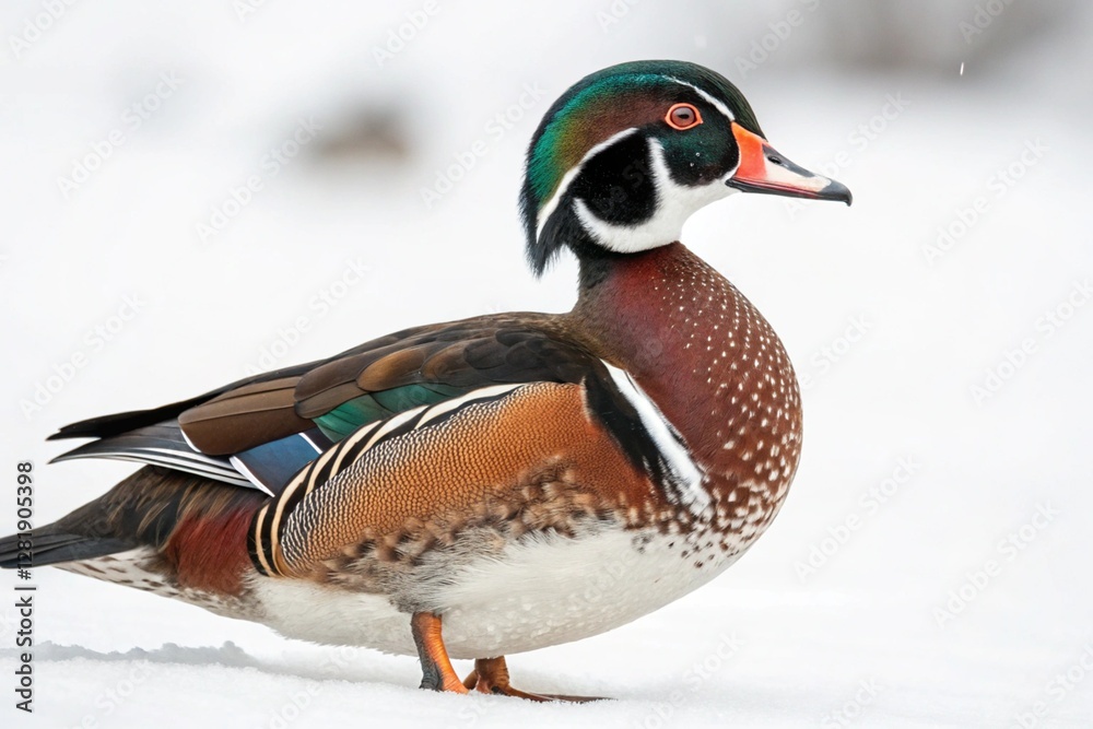 freckled are and exotic duck isolated on white background freckled are and exotic duck isolated on white background