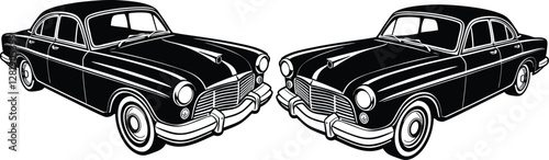 Drive Black vintage car white background
