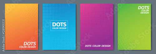 Cover bright dotted lines pattern background design, Set minimal gradient texture, Book and business card, brochure or poster format geometric luxury colorful shiny.