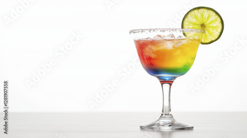 Wallpaper Mural Colorful cocktail in glass with lime garnish and ice Torontodigital.ca