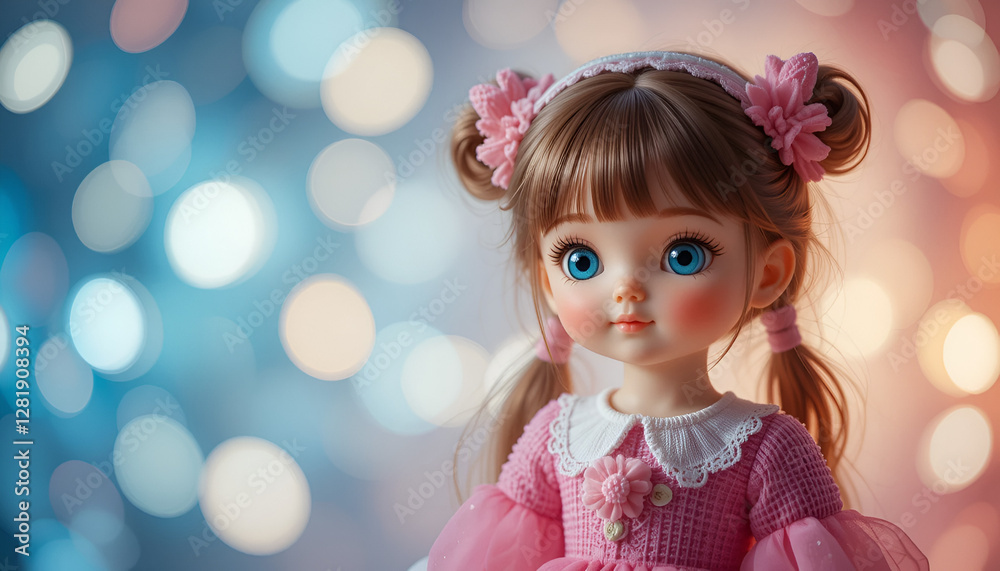 Fototapeta premium beautiful little cute doll isolated on transparent background