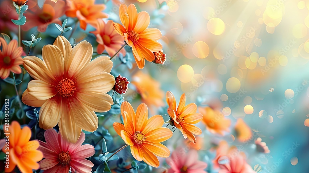 Fototapeta premium Bright Summer Floral Background