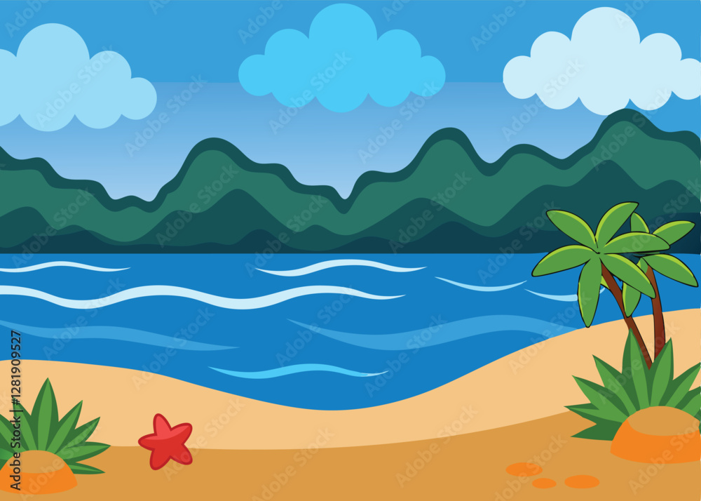 Fototapeta premium Sea beach landscape design
