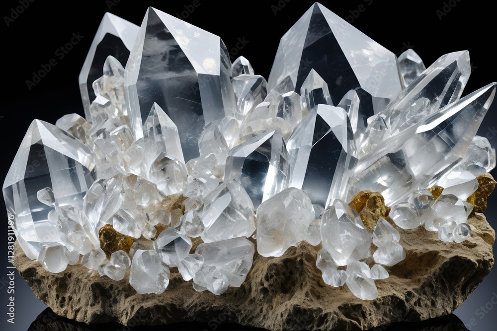 a close up of a cluster of crystals on a rock a close up of a cluster of crystals on a rock