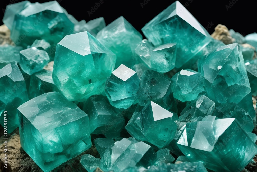 a close up of a bunch of green crystals on a rock a close up of a bunch of green crystals on a rock