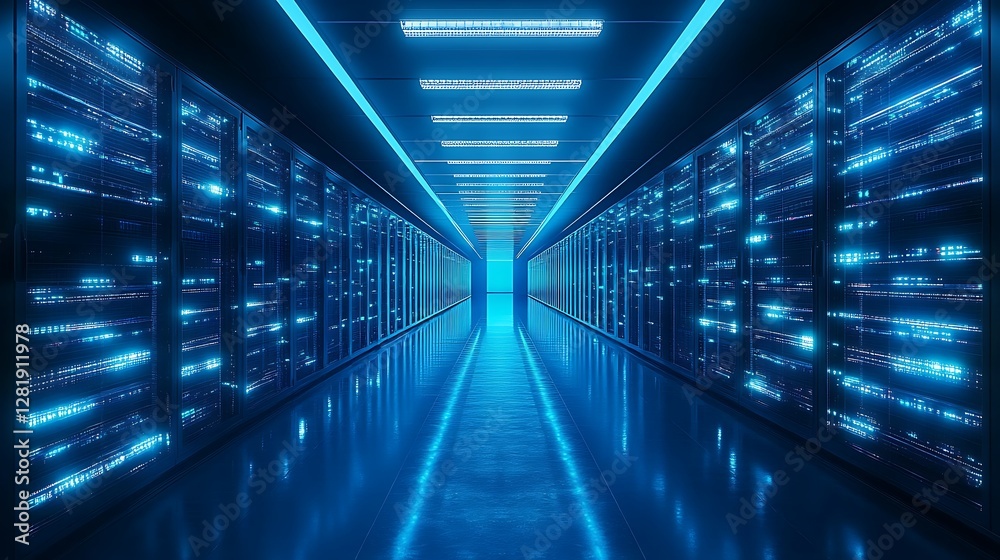 Futuristic Server Room Corridor Futuristic Server Room Corridor