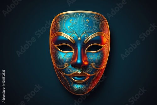 a close up of a mask with a blue background
