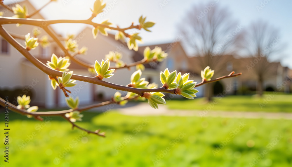 Close-up view of tiny maple tree buds in spring, nature's renewal Close-up view of tiny maple tree buds in spring, nature's renewal