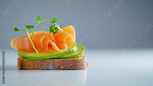 Fresh Avocado Toast with Smoked Salmon and Microgreens Garnish