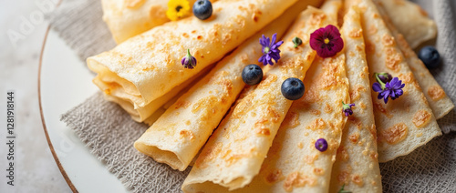 Flower and Blueberry Crepes for March Celebrations