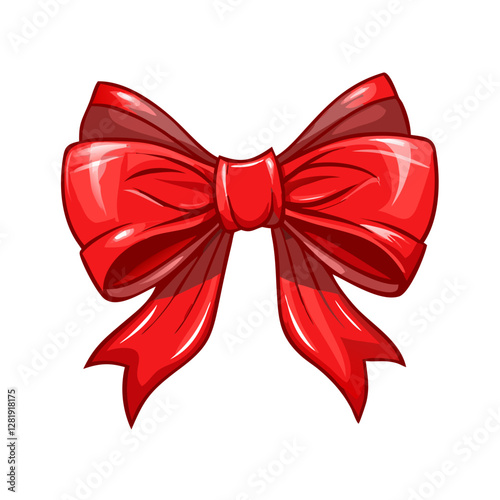 Glossy red bow with realistic shading