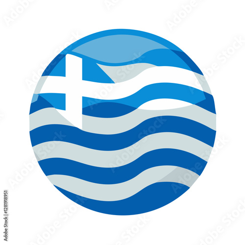 Greek flag in circular watercolor style