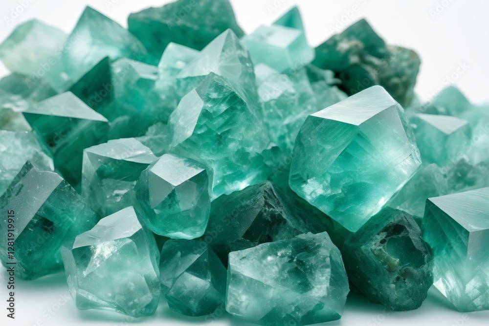 a close up of a pile of green crystals on a white surface a close up of a pile of green crystals on a white surface