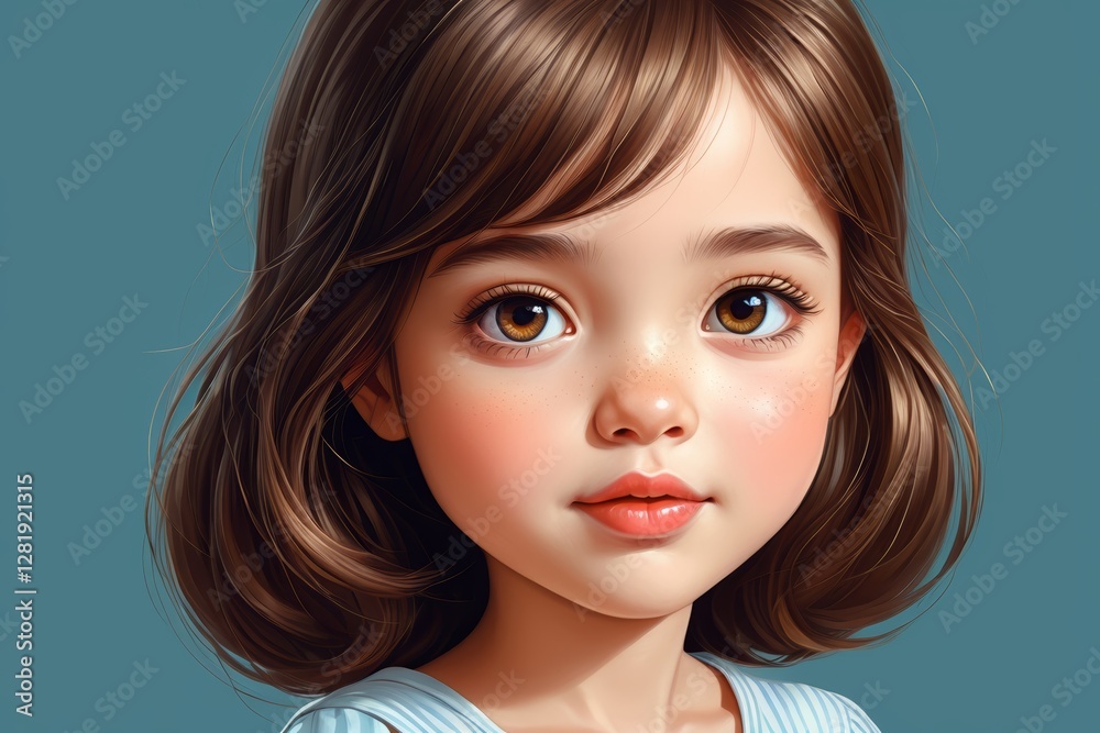 there is a young girl with a brown hair and a blue shirt there is a young girl with a brown hair and a blue shirt