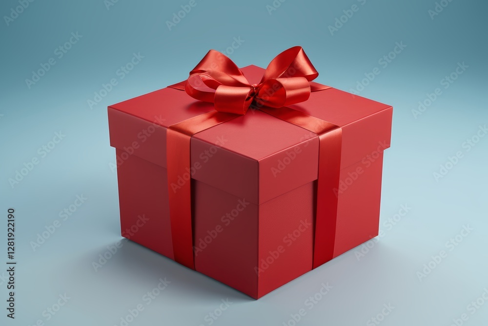 Obraz premium arafed red gift box with a red bow on a blue background